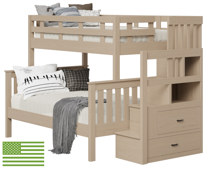 Amish Fairbanks Twin & Full Bunk Bed with Stairs & Drawers